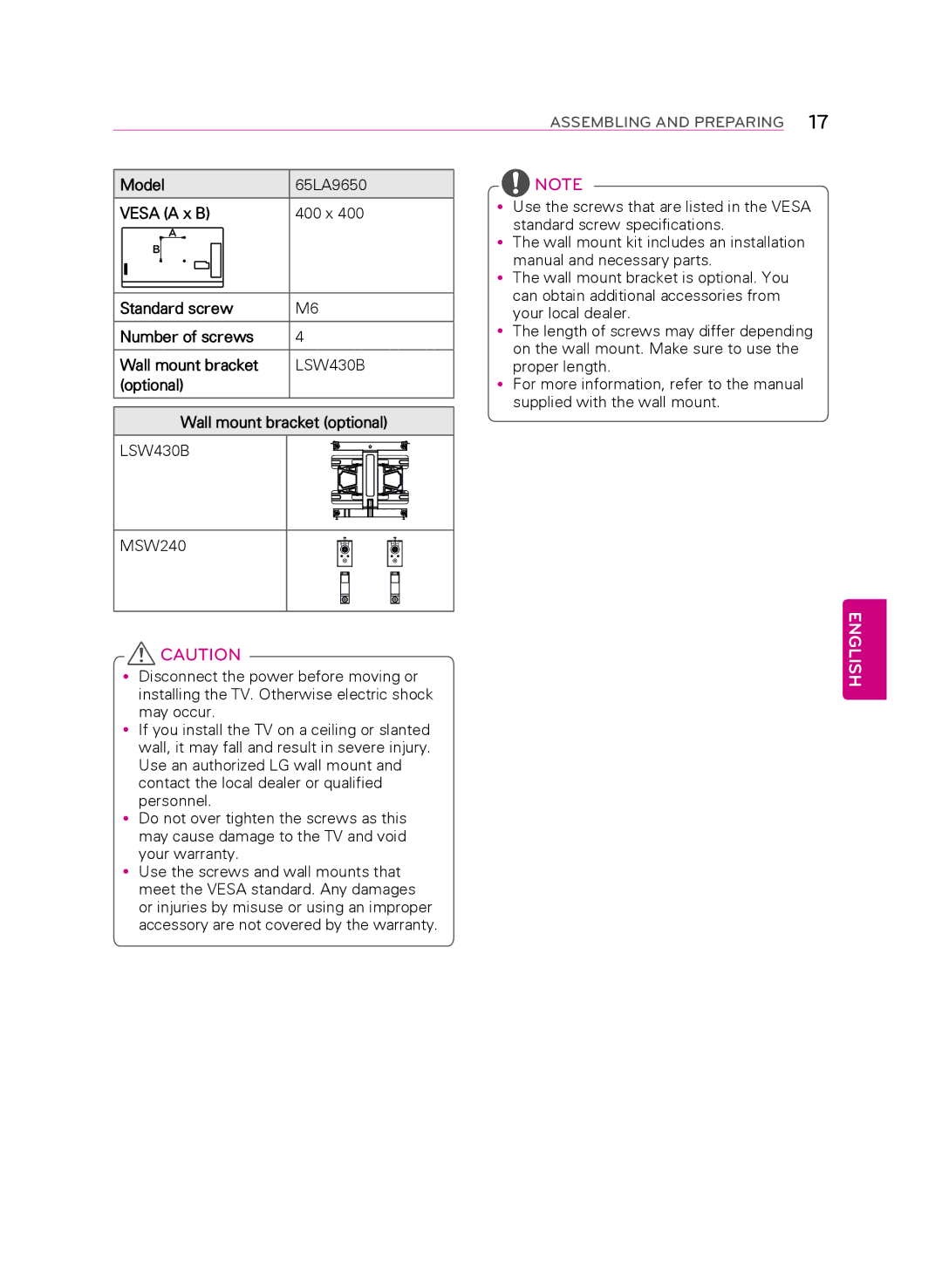 LG Electronics 55LA9650 owner manual Optional 