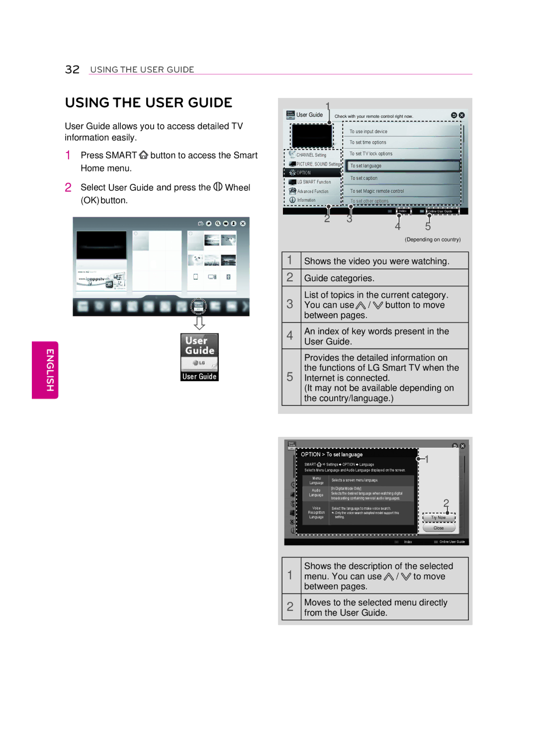 LG Electronics 55LA9650 owner manual Using the User GUIdE 