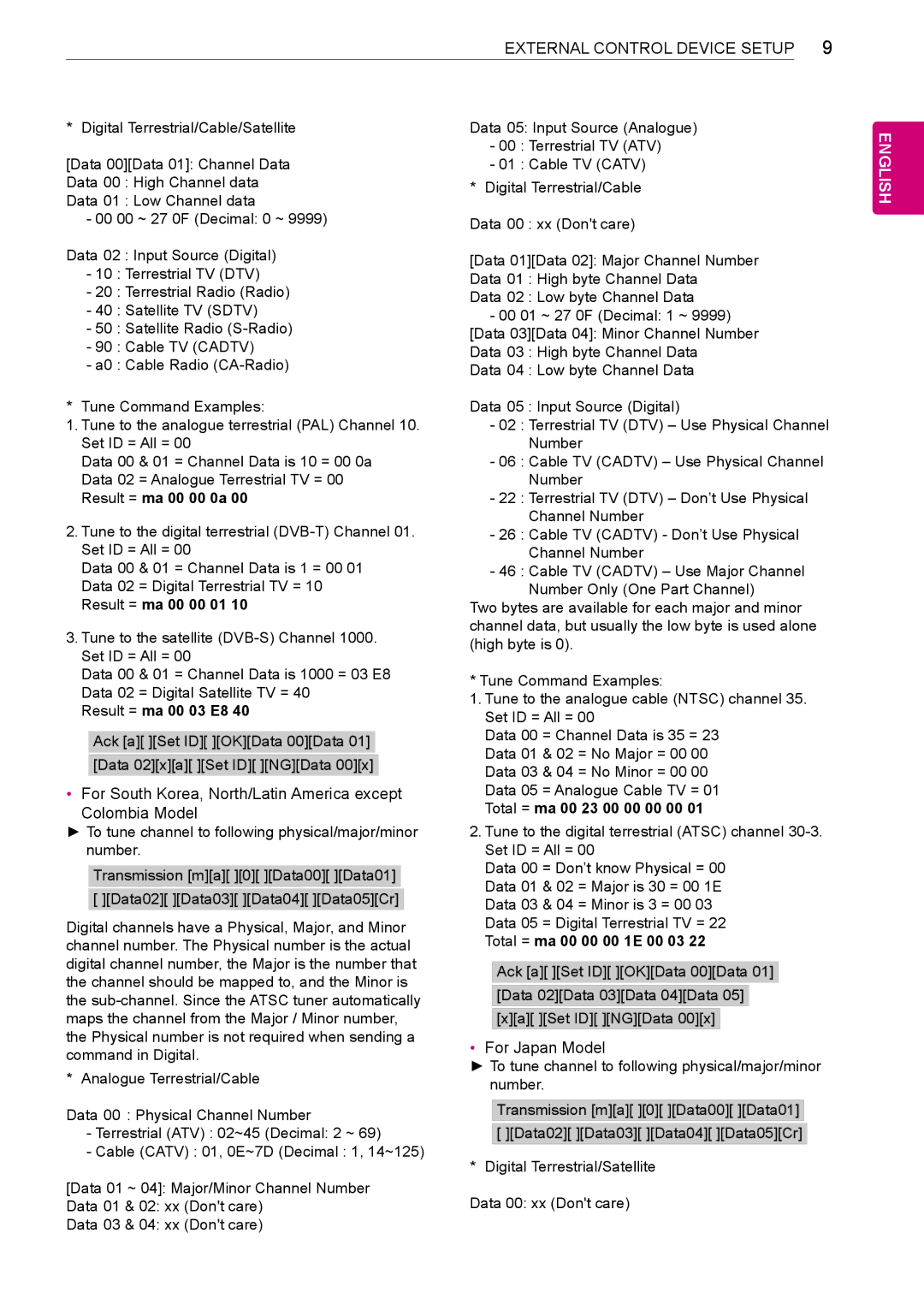 LG Electronics 55LA9650 owner manual For South Korea, North/Latin America except, Colombia Model, For Japan Model 