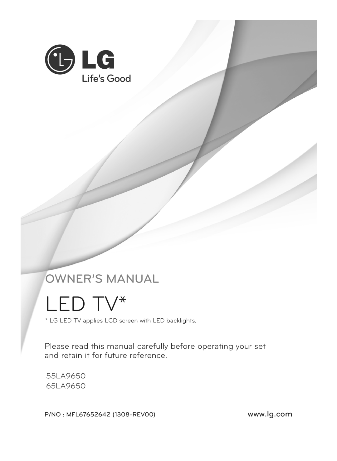 LG Electronics owner manual Owner’S Manual, Led Tv, 55LA9650 65LA9650, LG LED TV applies LCD screen with LED backlights 