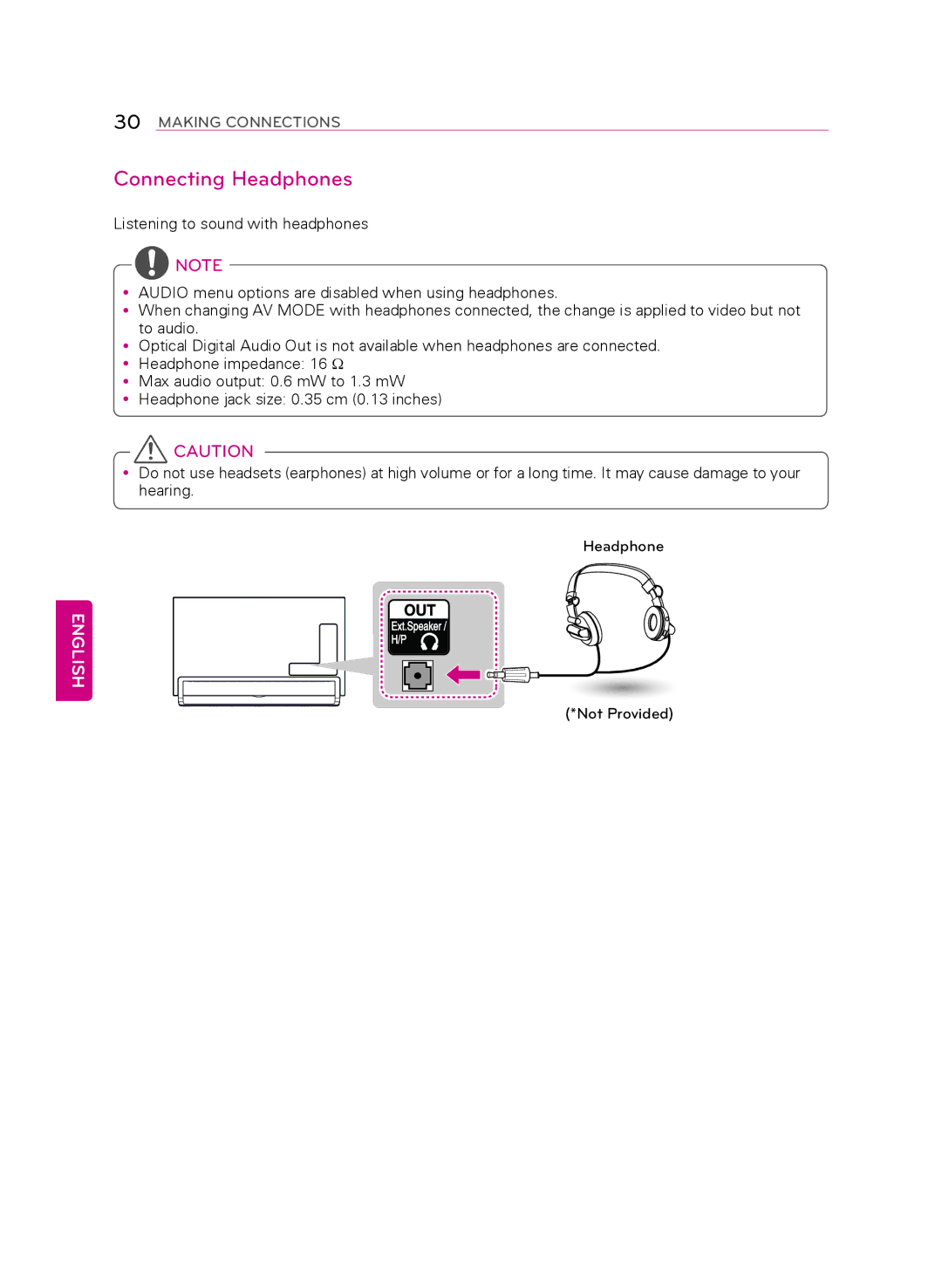 LG Electronics 55LA9700 owner manual Connecting Headphones 