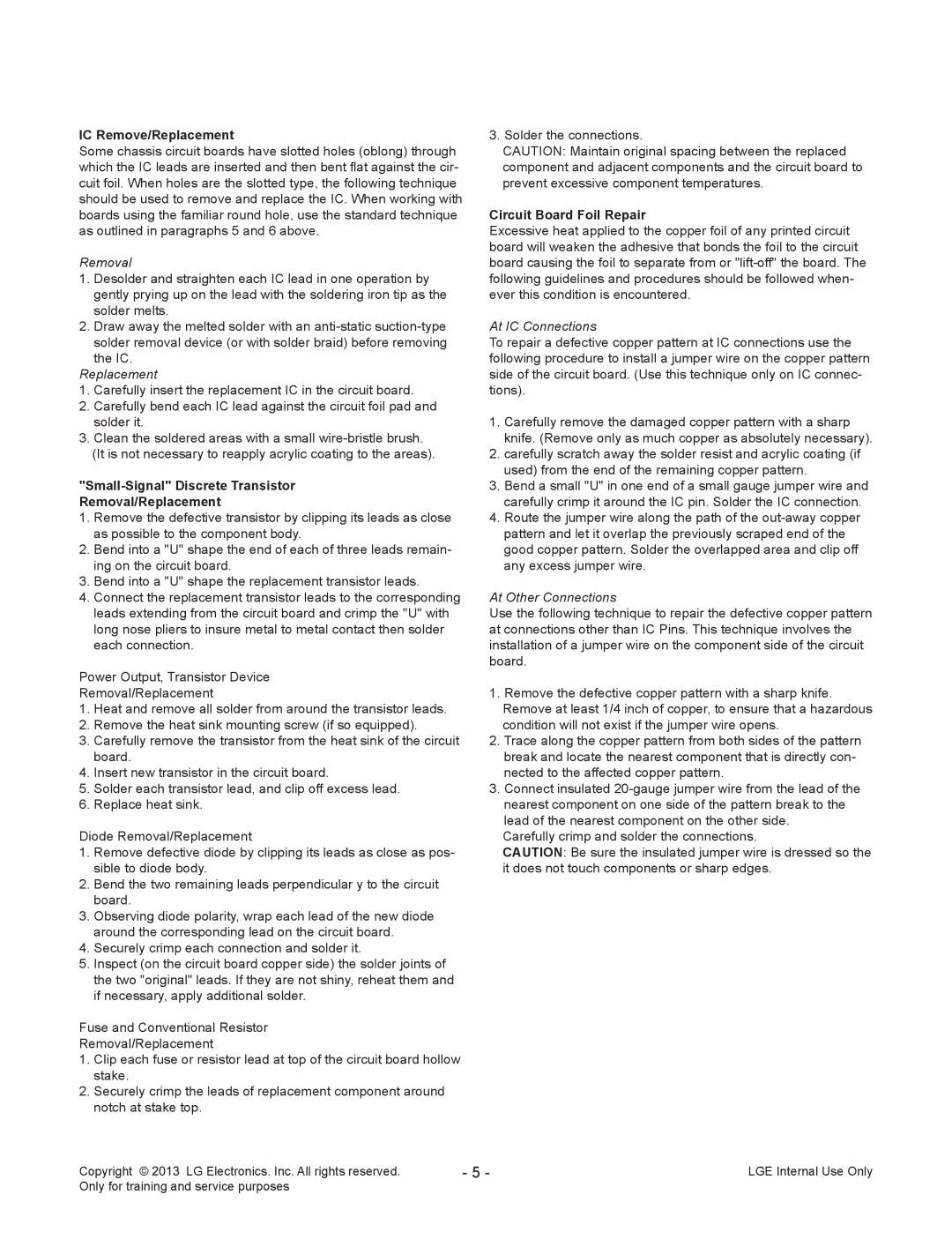 LG Electronics 55LA970V/W/9-ZA service manual IC Remove/Replacement 