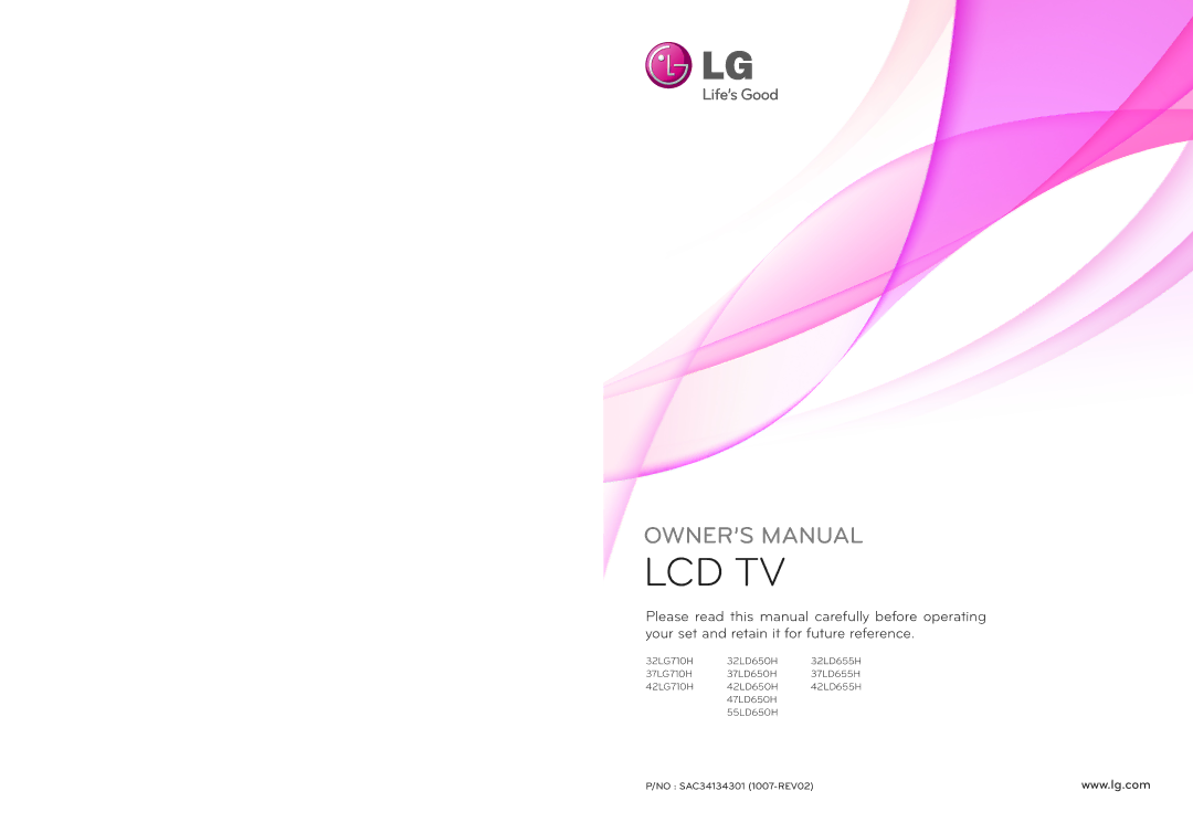 LG Electronics 47LD650H, 55LD650H, 42LD655H, 37LD655H, 37LD650H, 32LD650H, 32LD655H, 42LD650H owner manual Lcd Tv 