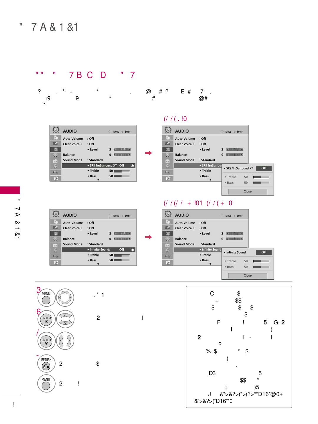 LG Electronics 37LG710H, 55LD650H, 47LD650H, 42LG710H, 42LD655H, 37LD655H Select SRS TruSurround XT, Or Infinite Sound 