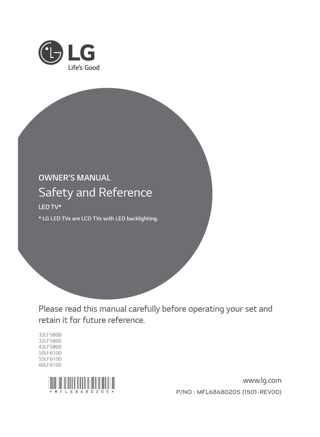 LG Electronics 55LF6100 owner manual MFL68680205 