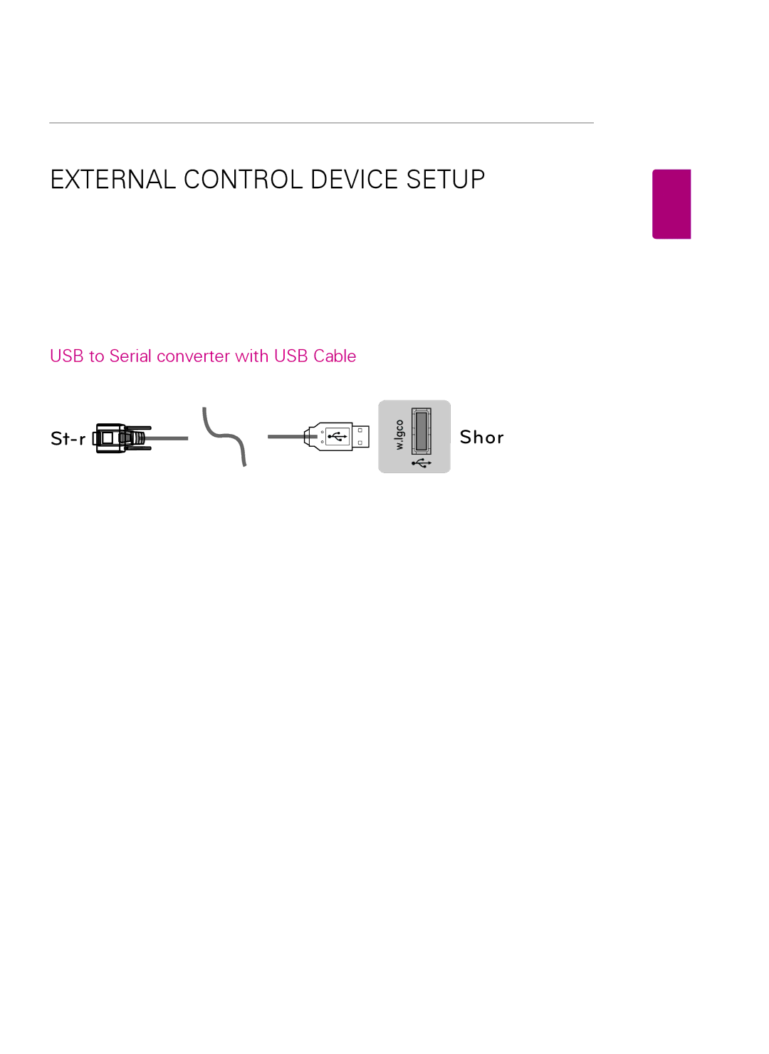 LG Electronics 39LN5300, 55LN5400, 50LN5400, 47LN5400, 42LN5300, 42LN5200, 32LN520B External Control Device Setup, USB Type 