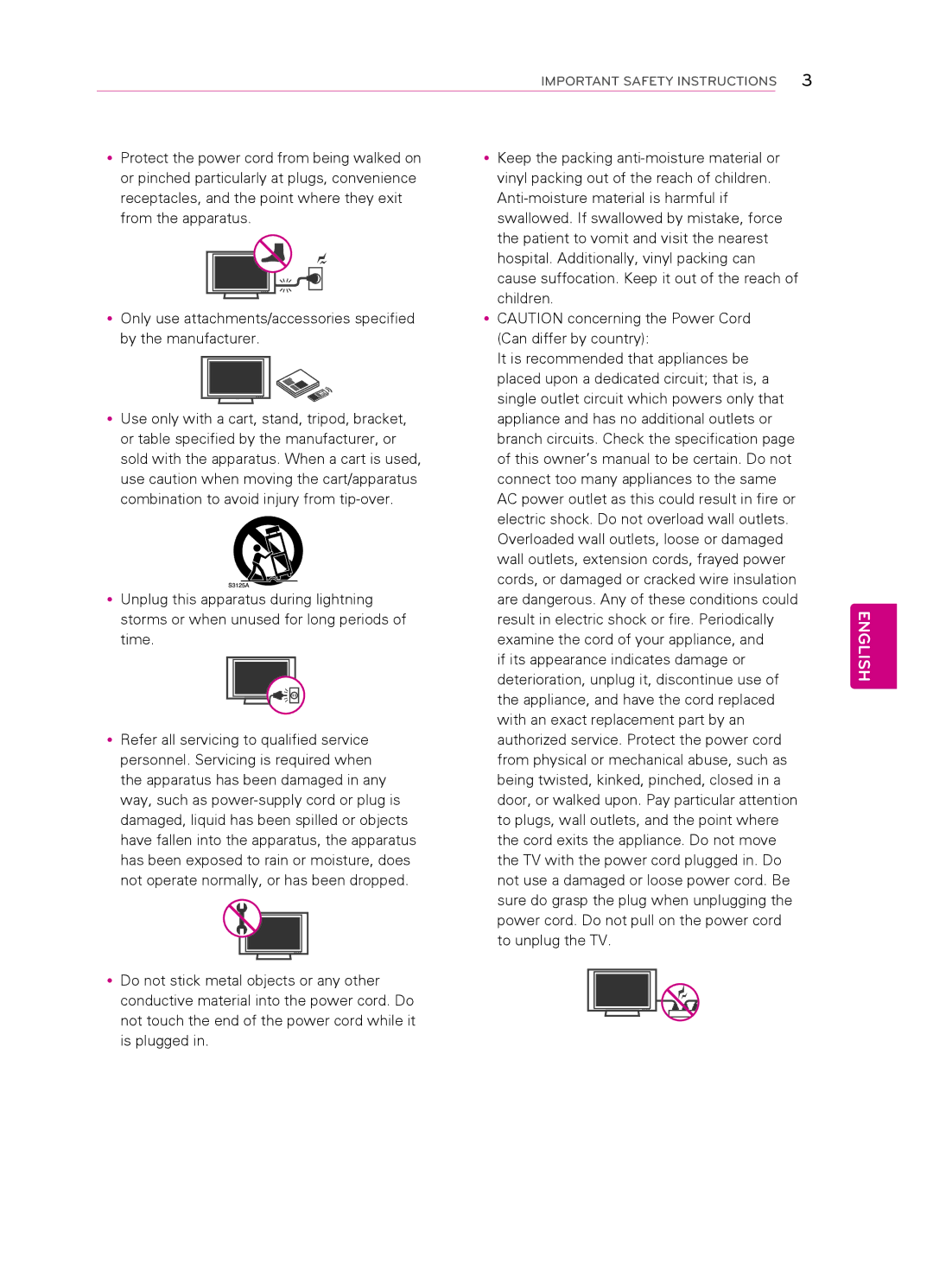 LG Electronics 42CS560, 55LS4500, 47LS4500, 42CS530, 32CS560 3, 32CS461, 7CS560 owner manual English 