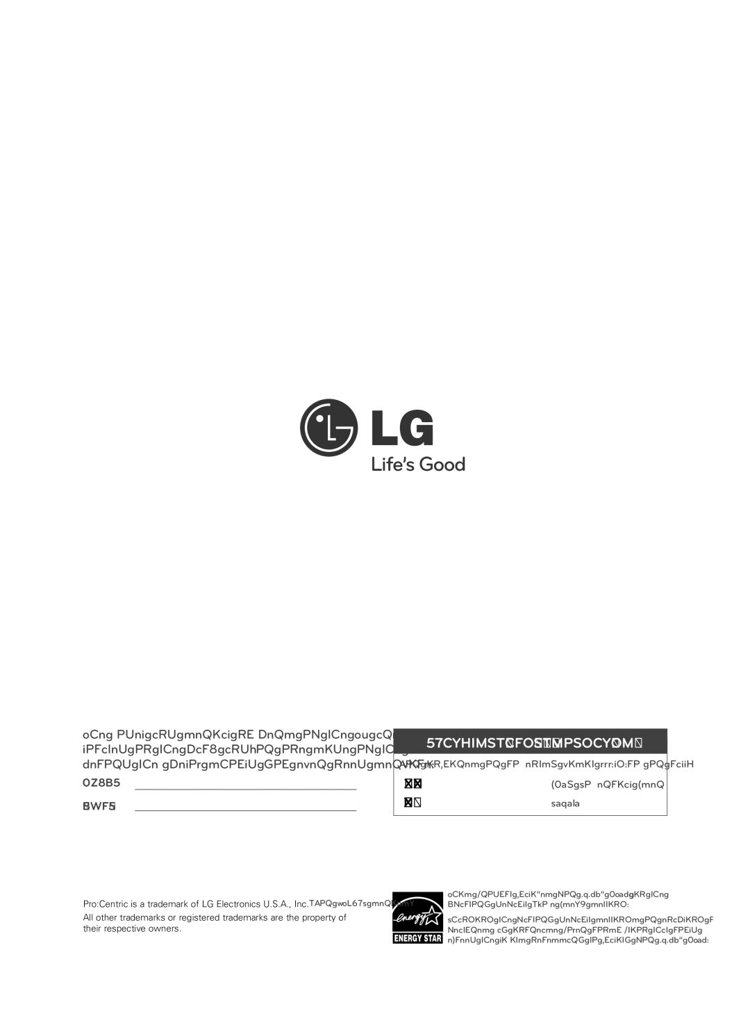 LG Electronics 55LS460E manual LG Customer Information Center 