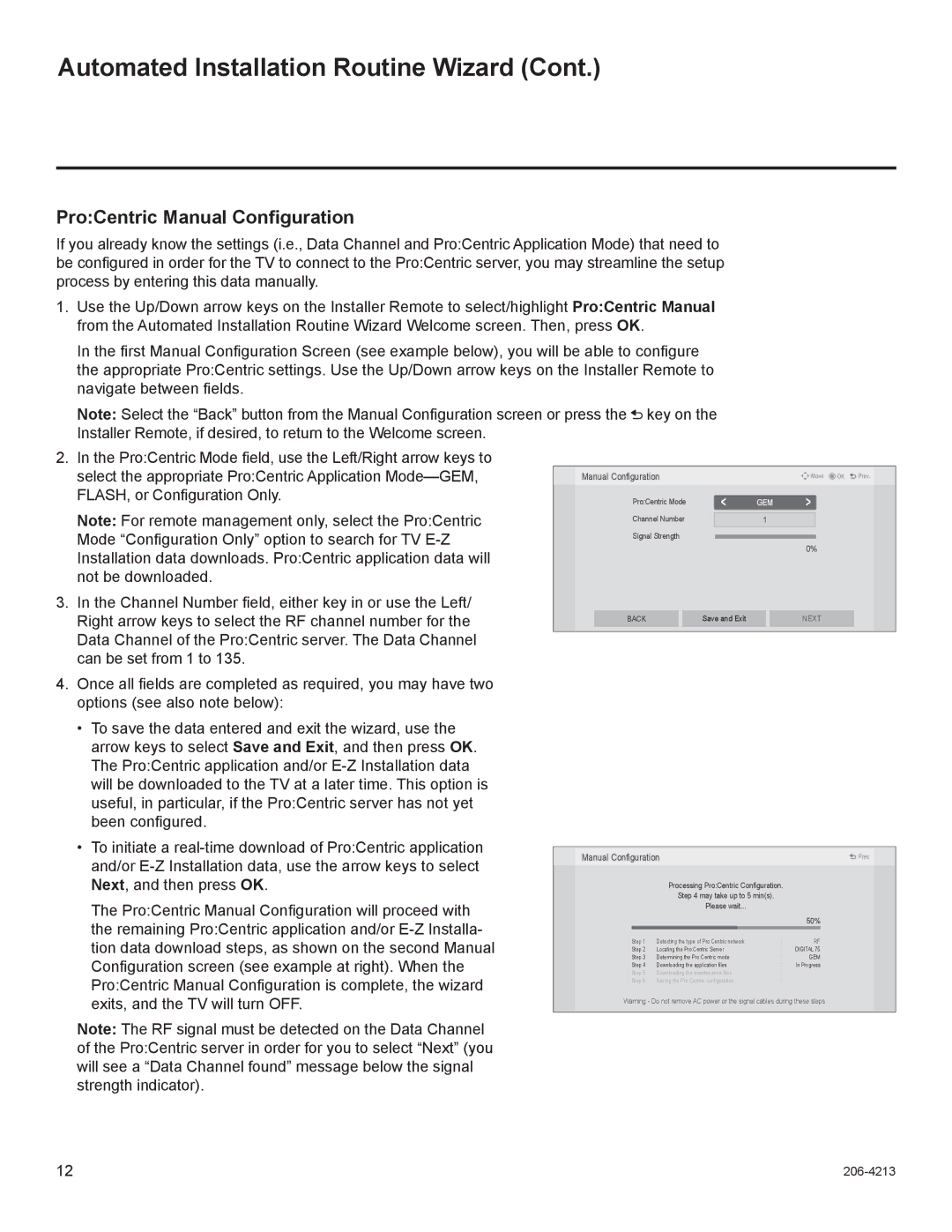 LG Electronics 37LT670H, 55LS675H, 42LT670H, 32LT670H, 26LT670H setup guide ProCentric Manual Configuration, 50% 