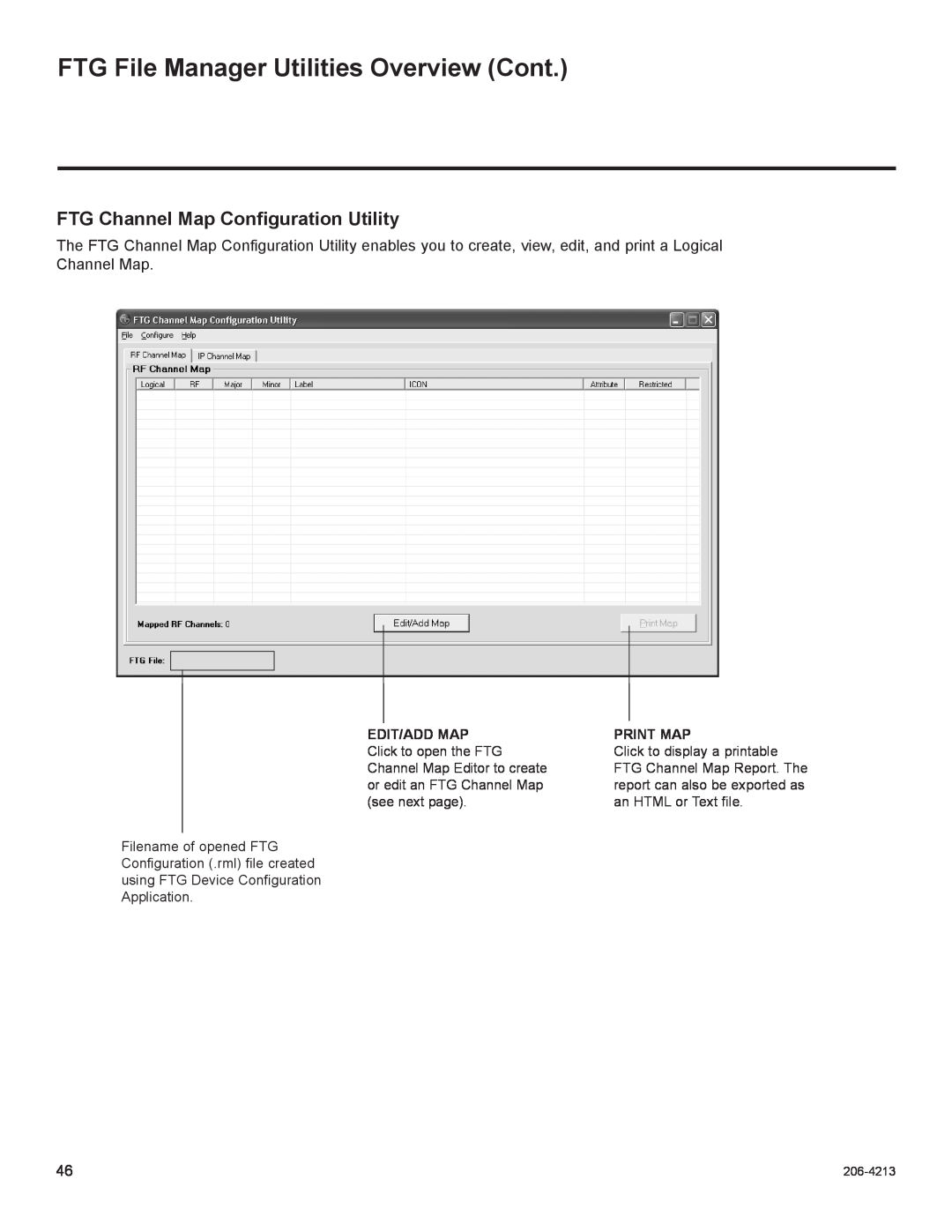 LG Electronics 42LT670H, 55LS675H, 37LT670H FTG File Manager Utilities Overview Cont, FTG Channel Map Configuration Utility 