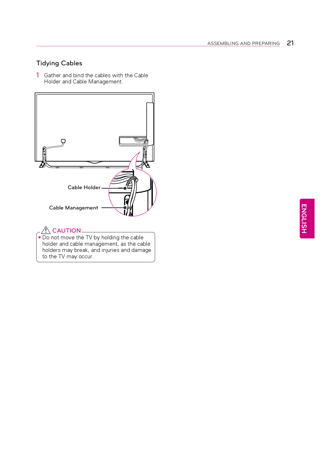 LG Electronics 55UB9500 owner manual Tidying Cables 