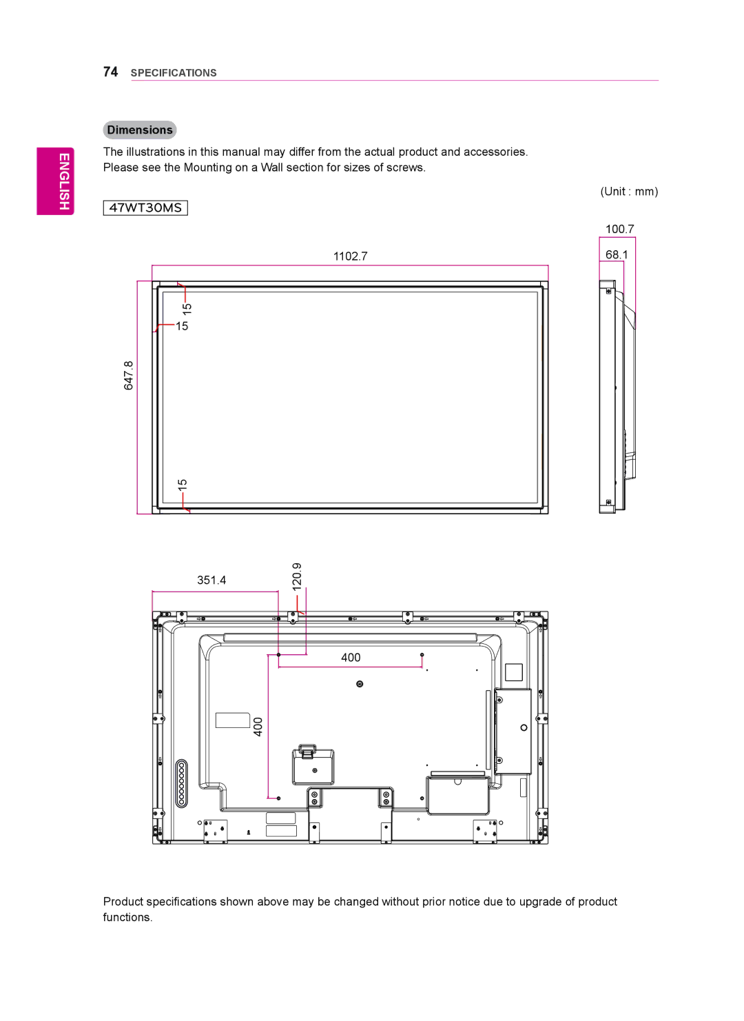 LG Electronics 47WT30MS, 55WT30MS, 42WT30MS owner manual 100.7 