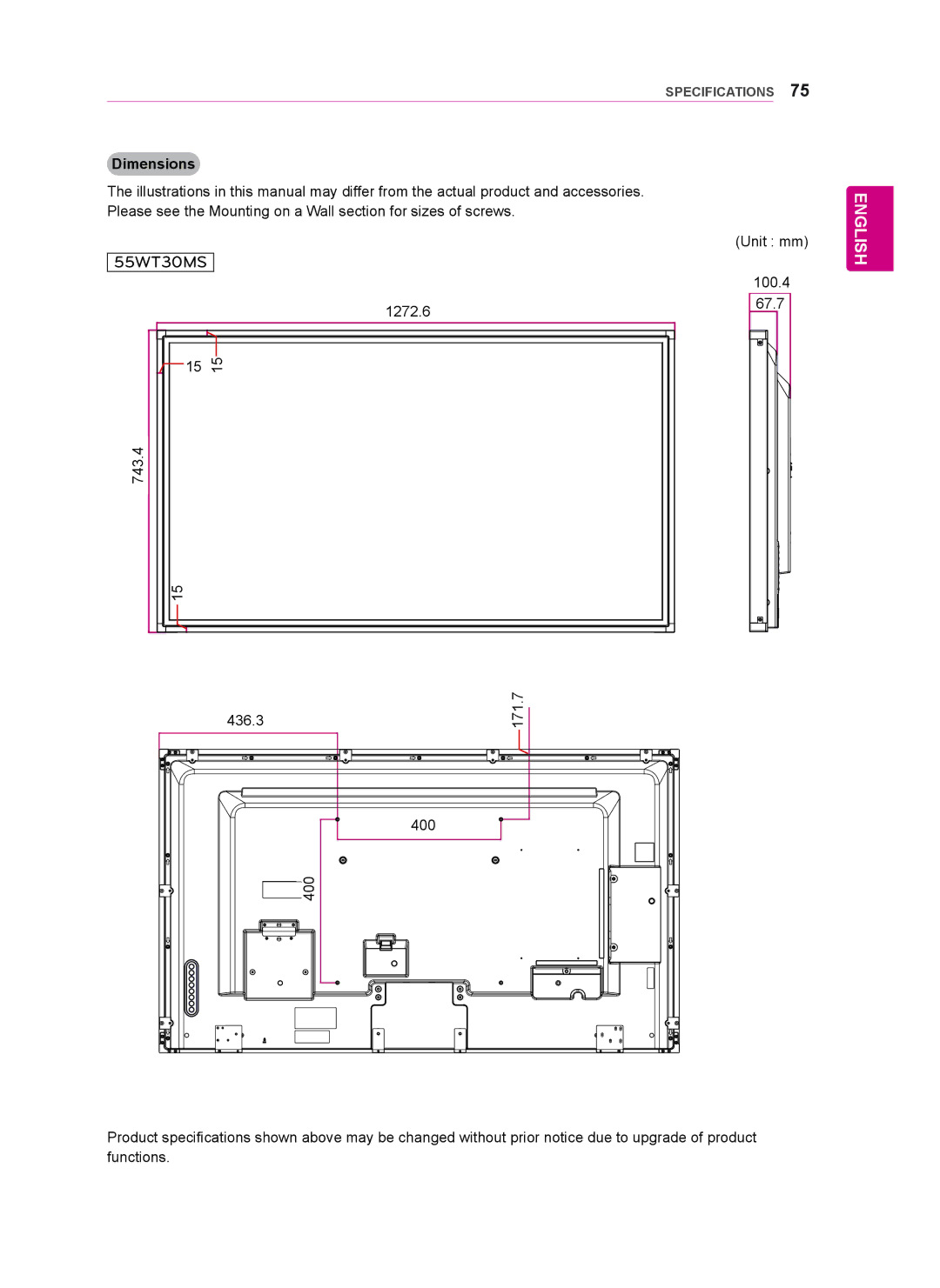 LG Electronics 55WT30MS, 42WT30MS, 47WT30MS owner manual 100.4 