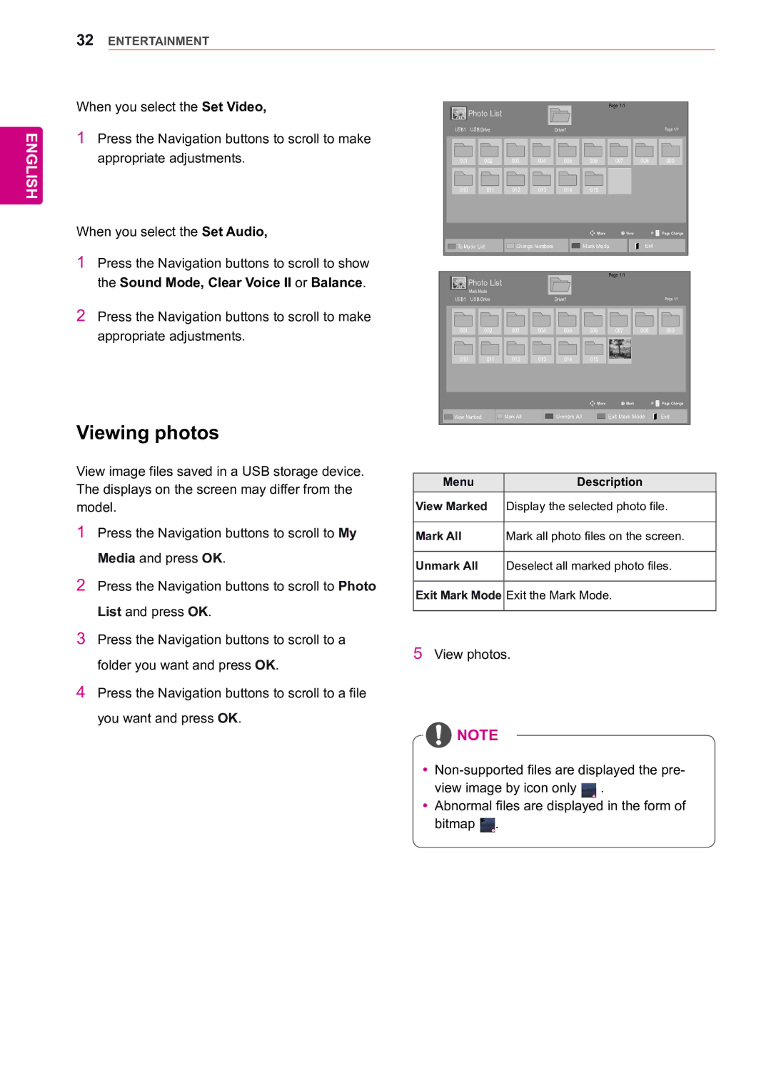 LG Electronics 55WV70BS, 55WV70MS owner manual Viewing photos, Photo List 