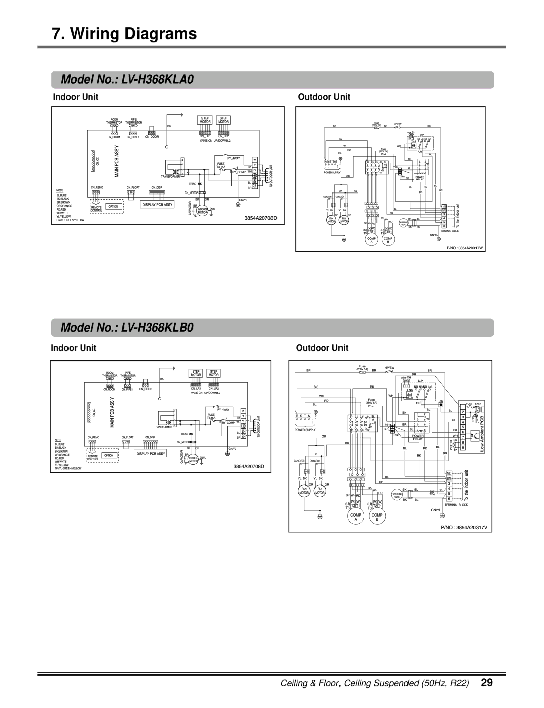 LG Electronics 5CSV2-03A manual Model No. LV-H368KLA0, Model No. LV-H368KLB0 