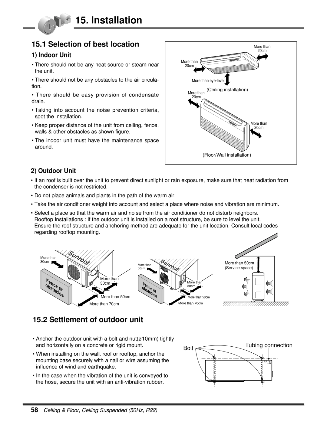 LG Electronics 5CSV2-03A manual Installation, Indoor Unit, Outdoor Unit 