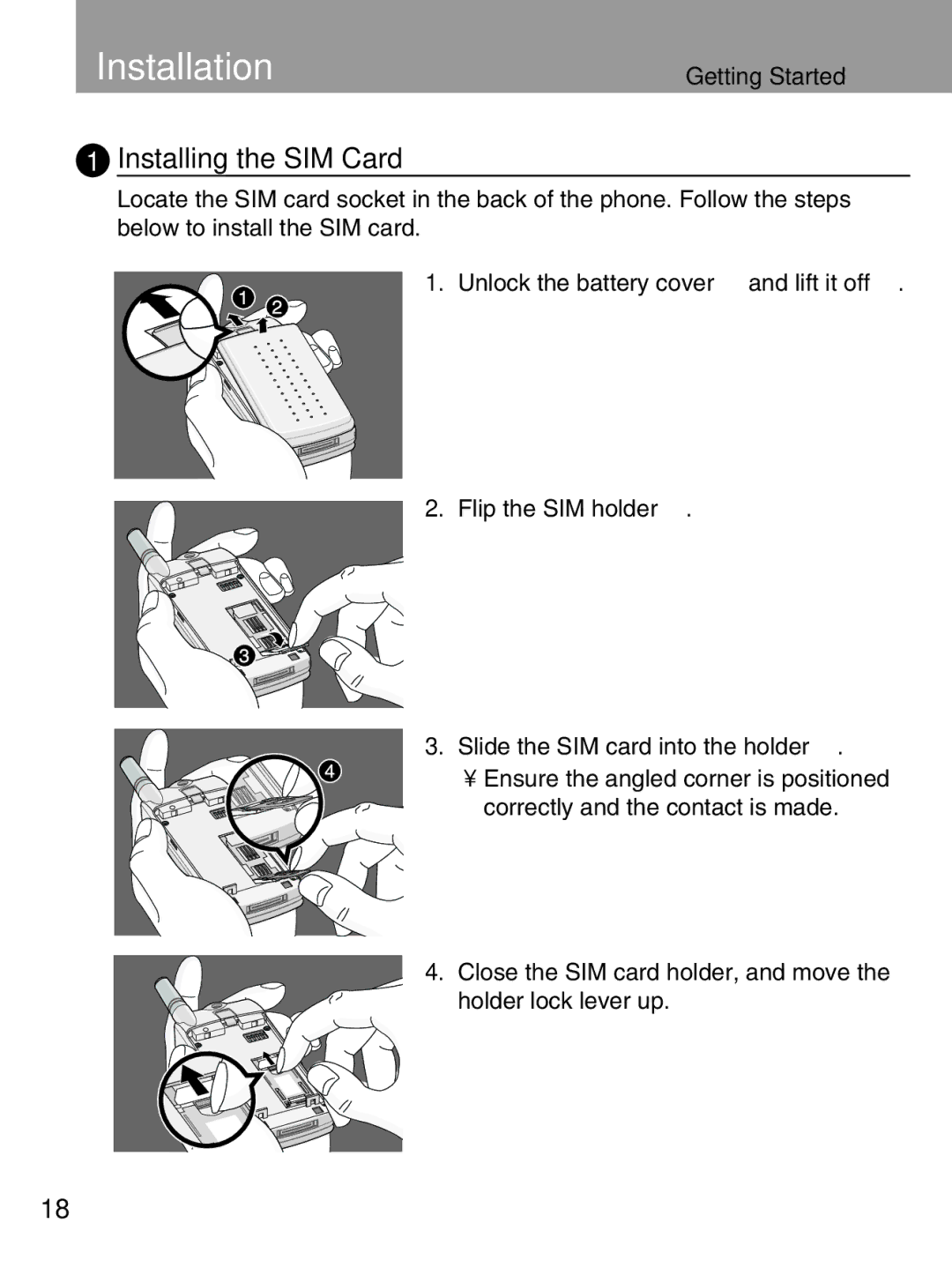 LG Electronics 600 user manual Installation, Installing the SIM Card 