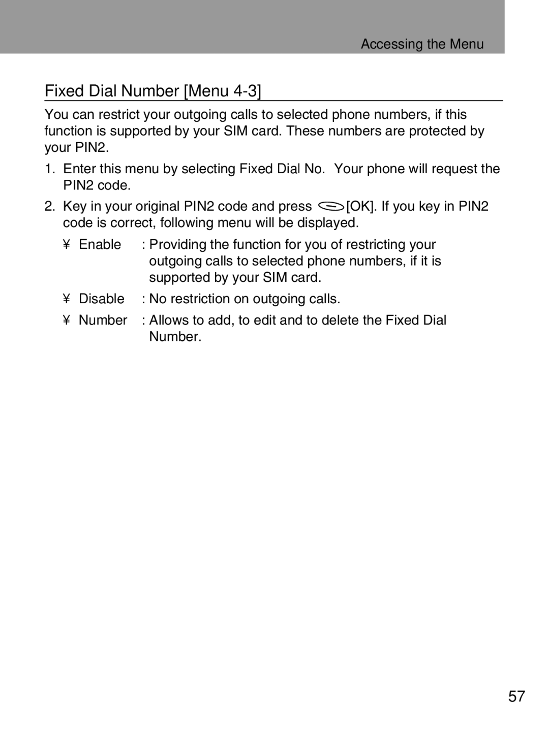 LG Electronics 600 user manual Fixed Dial Number Menu 