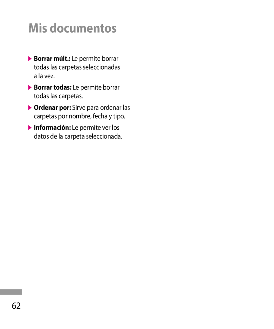 LG Electronics 600G manual Mis documentos 