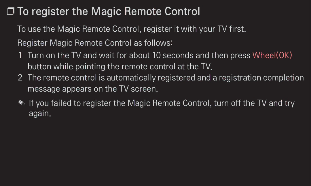 LG Electronics 60LA6200 owner manual To register the Magic Remote Control 