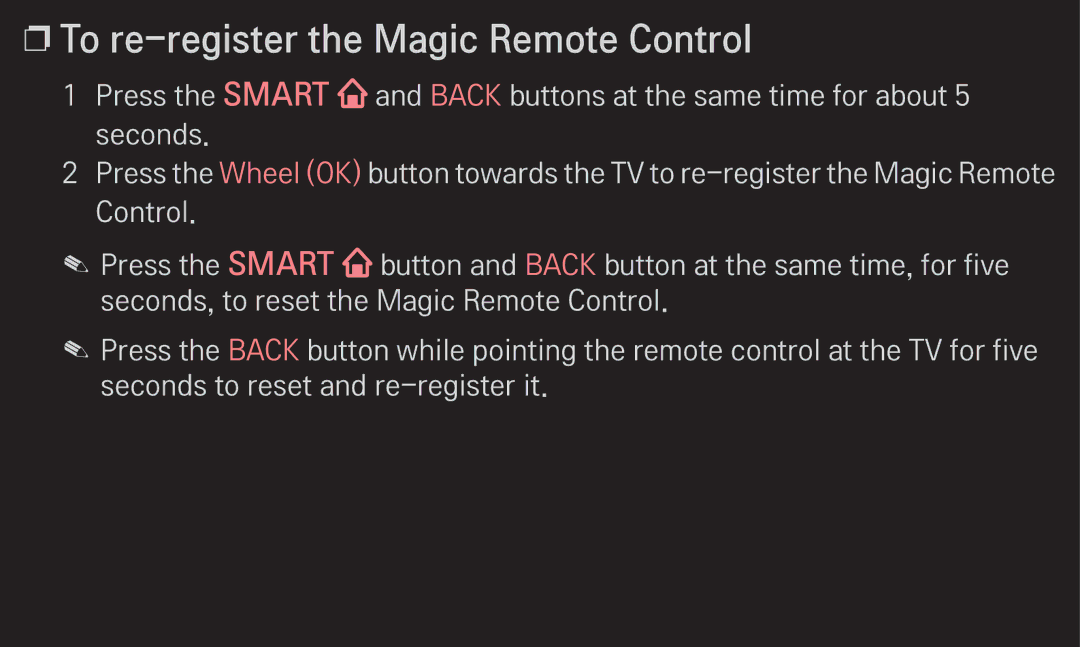 LG Electronics 60LA6200 owner manual To re-register the Magic Remote Control 