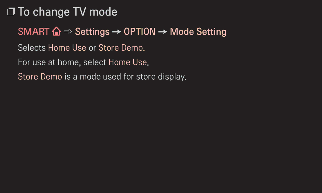 LG Electronics 60LA6200 owner manual To change TV mode, Smart Settings Option Mode Setting 