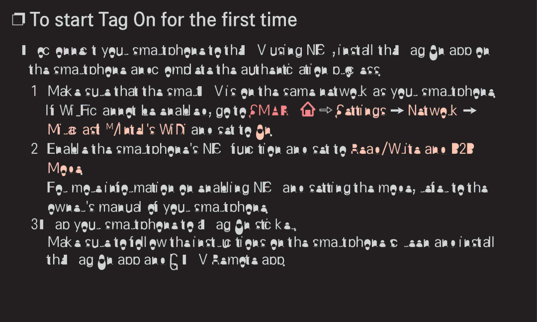 LG Electronics 60LA6200 owner manual To start Tag On for the first time 