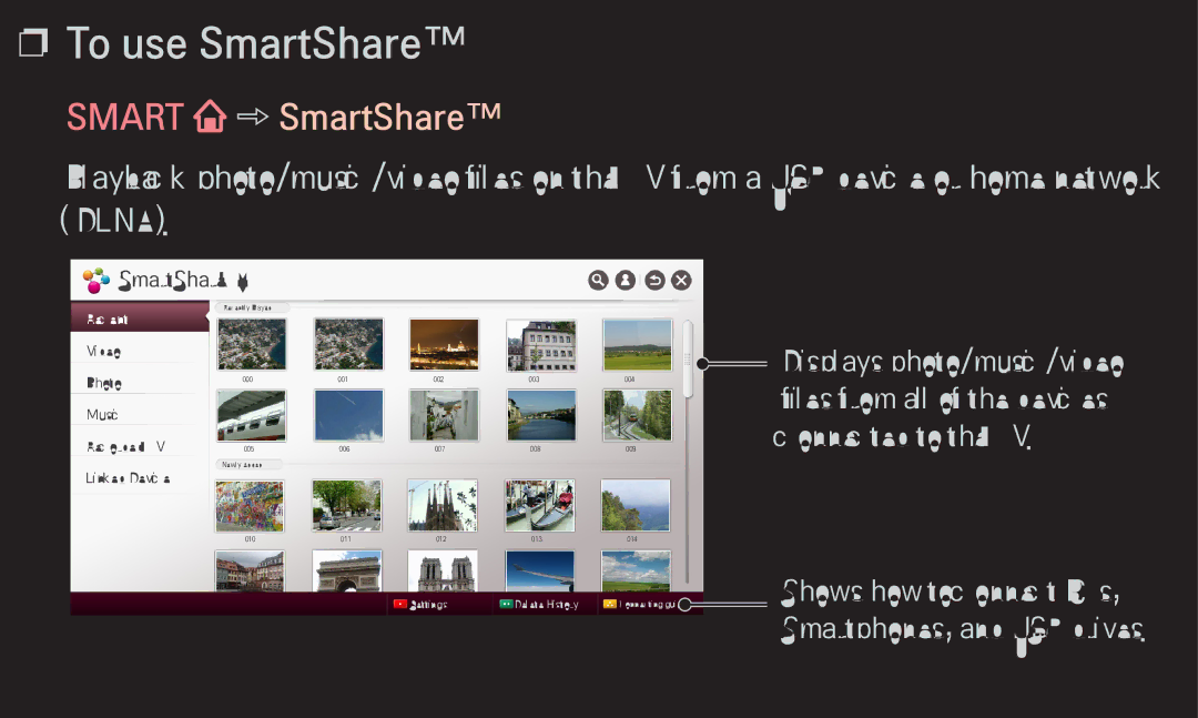 LG Electronics 60LA6200 owner manual To use SmartShare, Smart SmartShare 