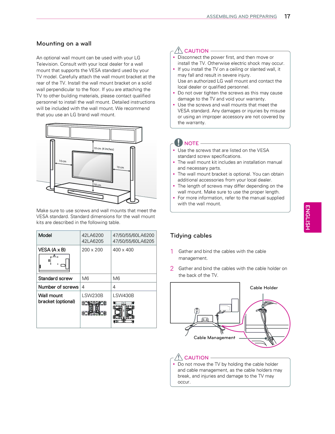 LG Electronics 60LA6200 OrfdoGhdohuRuTxdolilhgShuvrqqho, VwdqgdugVfuhzVshflilfdwlrqv, Pdqdjhphqw, Rffxu 