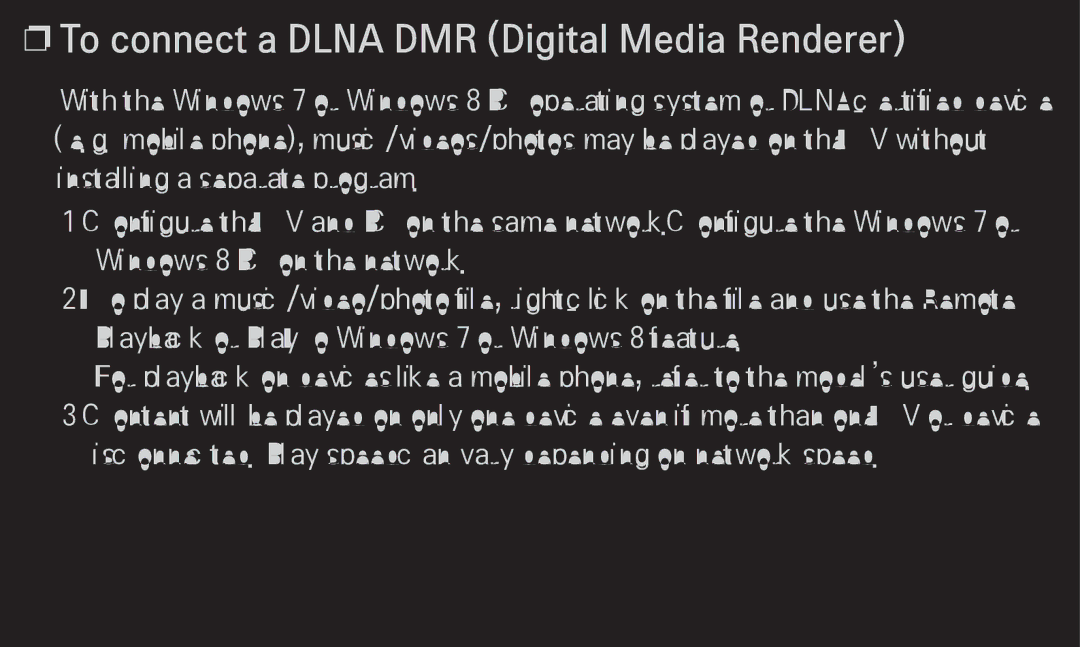 LG Electronics 60LA6200 owner manual To connect a Dlna DMR Digital Media Renderer 