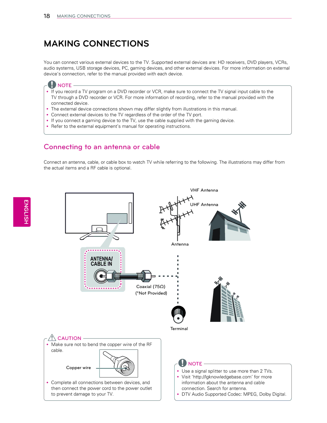 LG Electronics 60LA6200 owner manual FrqqhfwhgGhylfh, Fdeoh, WRSUHYHQWGDPDJHWR\RXU79 