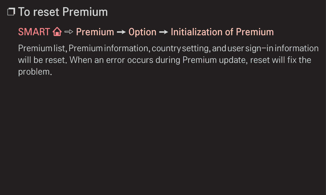 LG Electronics 60LA6200 owner manual To reset Premium, Smart Premium Option Initialization of Premium 