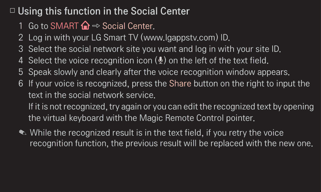 LG Electronics 60LA6200 owner manual Using this function in the Social Center, Go to Smart Social Center 