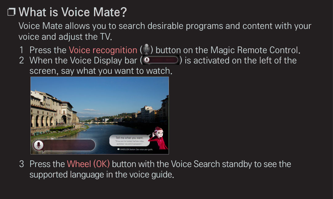 LG Electronics 60LA6200 owner manual What is Voice Mate?, Press the Voice recognition 