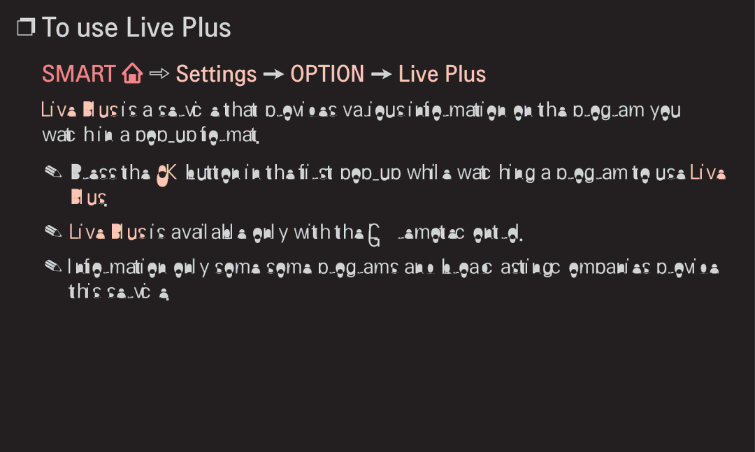 LG Electronics 60LA6200 owner manual To use Live Plus, Smart Settings Option Live Plus 