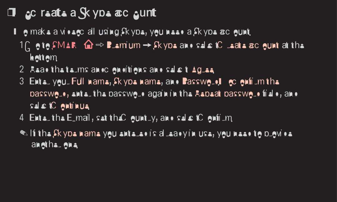 LG Electronics 60LA6200 owner manual To create a Skype account 