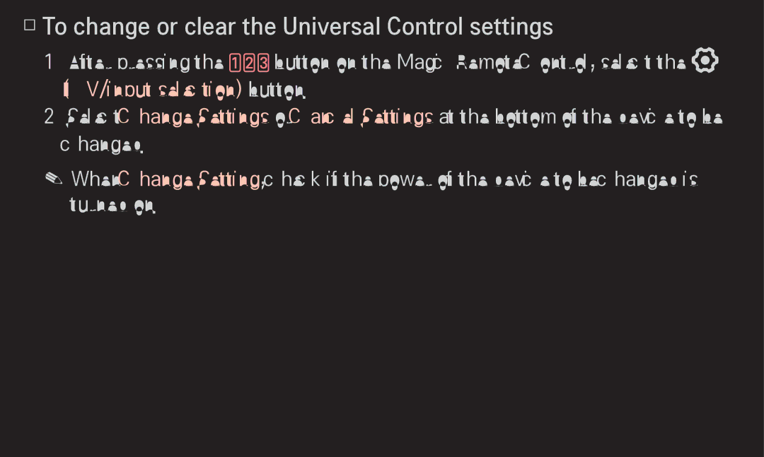 LG Electronics 60LA6200 owner manual To change or clear the Universal Control settings 