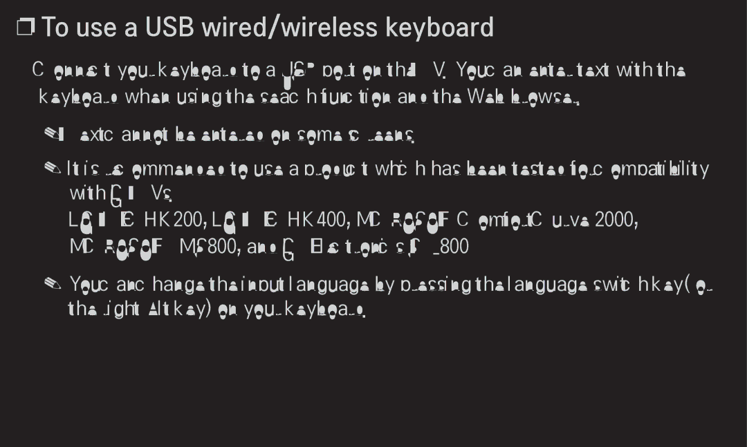 LG Electronics 60LA6200 owner manual To use a USB wired/wireless keyboard 