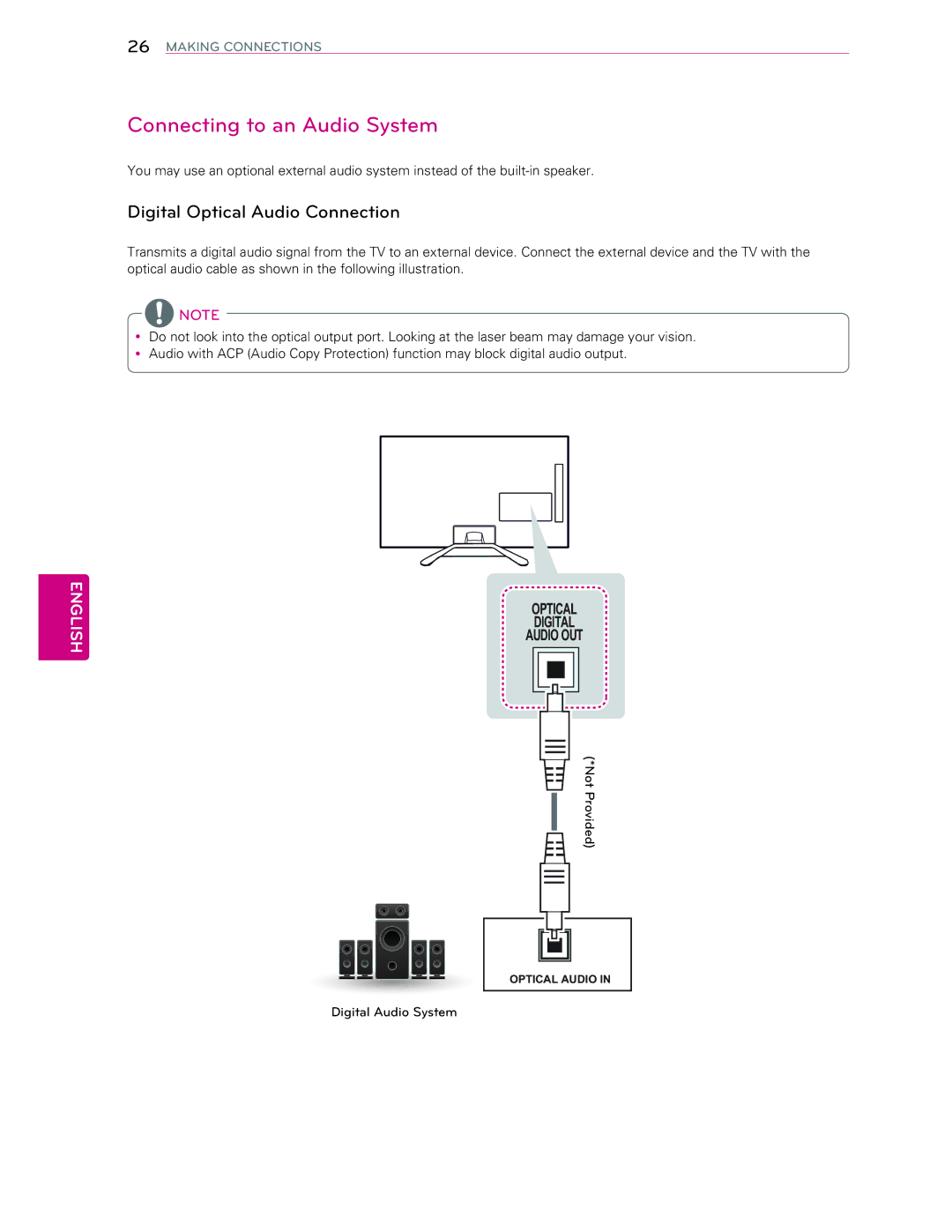 LG Electronics 60LA6200 Connecting to an Audio System, RswlfdoDxglrFdeohDvVkrzqLqWkhIroorzlqjLooxvwudwlrq 