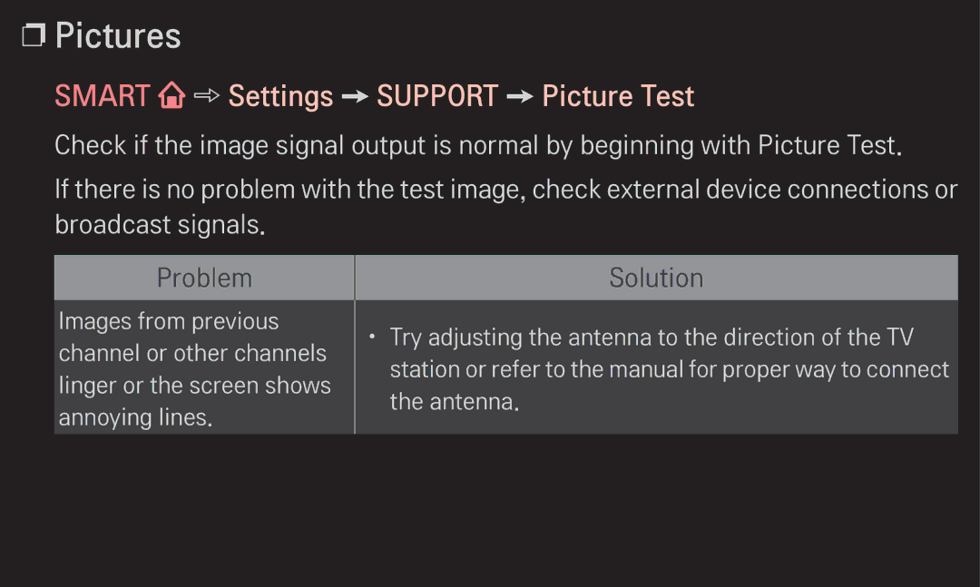 LG Electronics 60LA6200 owner manual Pictures, Smart Settings Support Picture Test 