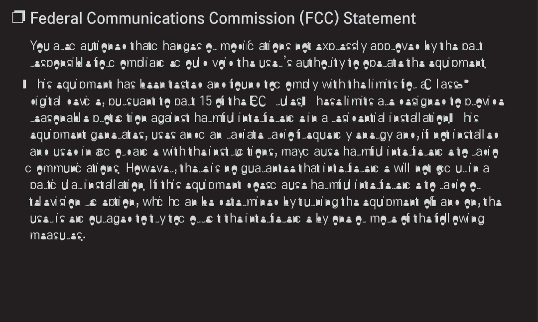 LG Electronics 60LA6200 owner manual Federal Communications Commission FCC Statement 