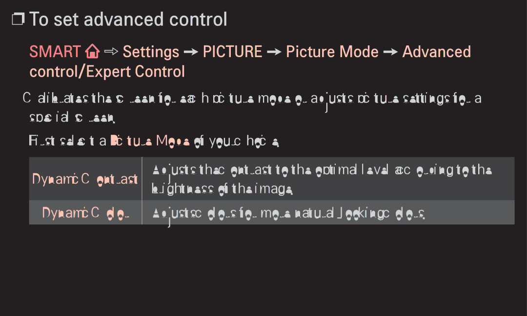 LG Electronics 60LA6200 owner manual To set advanced control, Dynamic Contrast Dynamic Color 