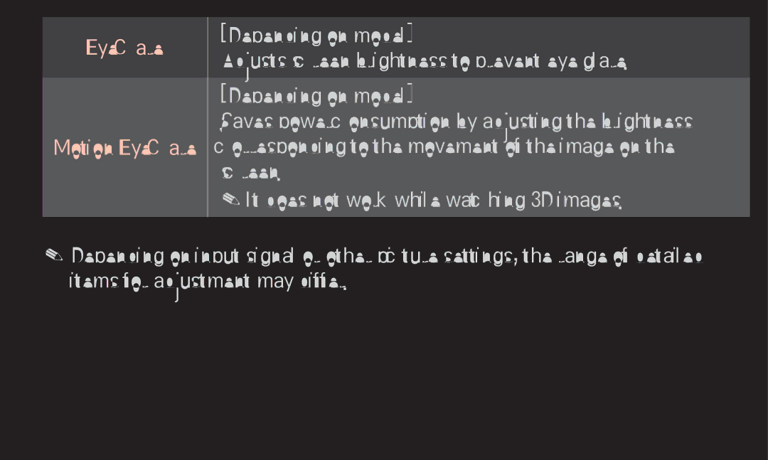 LG Electronics 60LA6200 owner manual Eye Care Motion Eye Care 