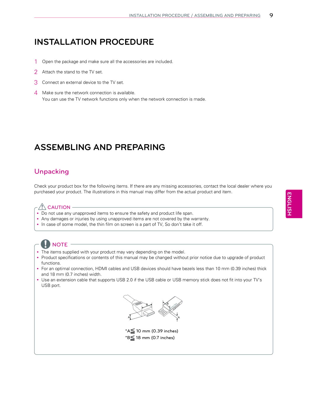 LG Electronics 60LA6200 owner manual Installation Procedure 