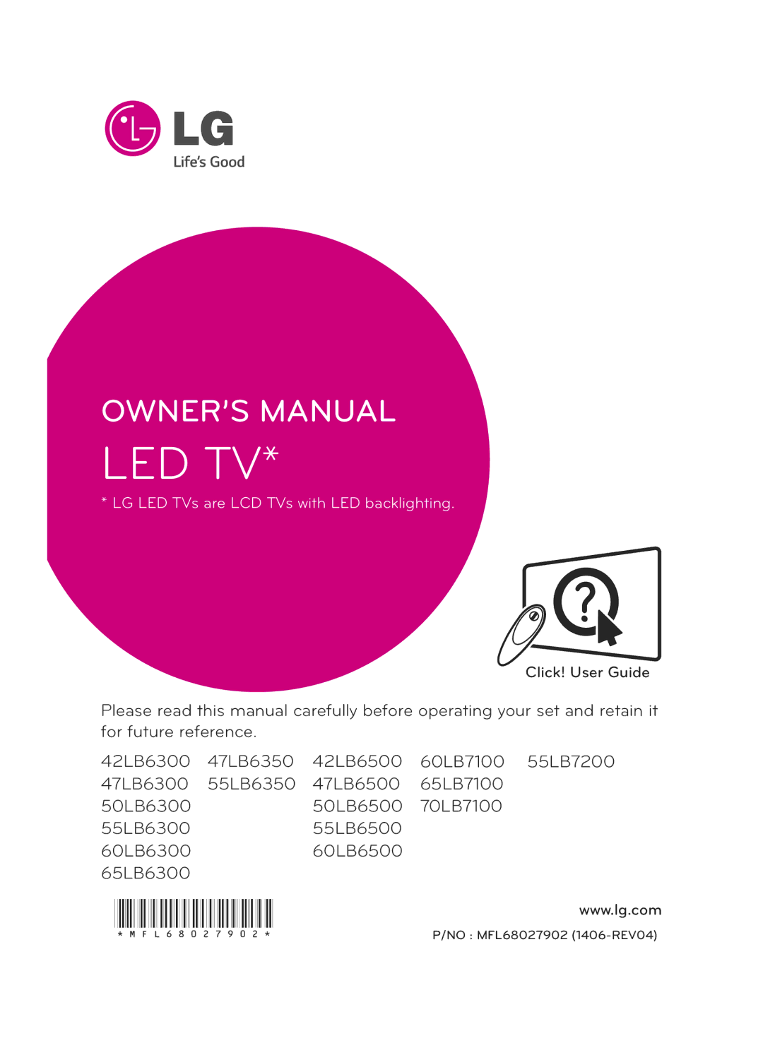 LG Electronics 55LB7200, 60LB7100, 70LB7100 owner manual Led Tv 