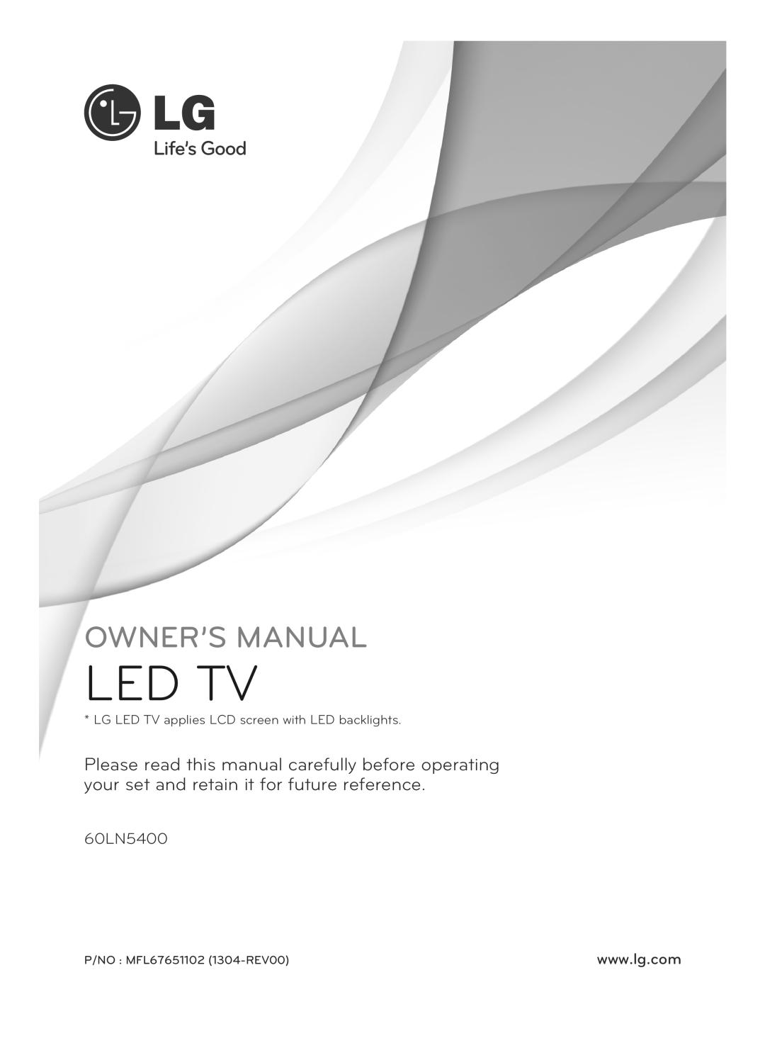 LG Electronics 60LN5400 owner manual Led Tv, Owner’S Manual, LG LED TV applies LCD screen with LED backlights 