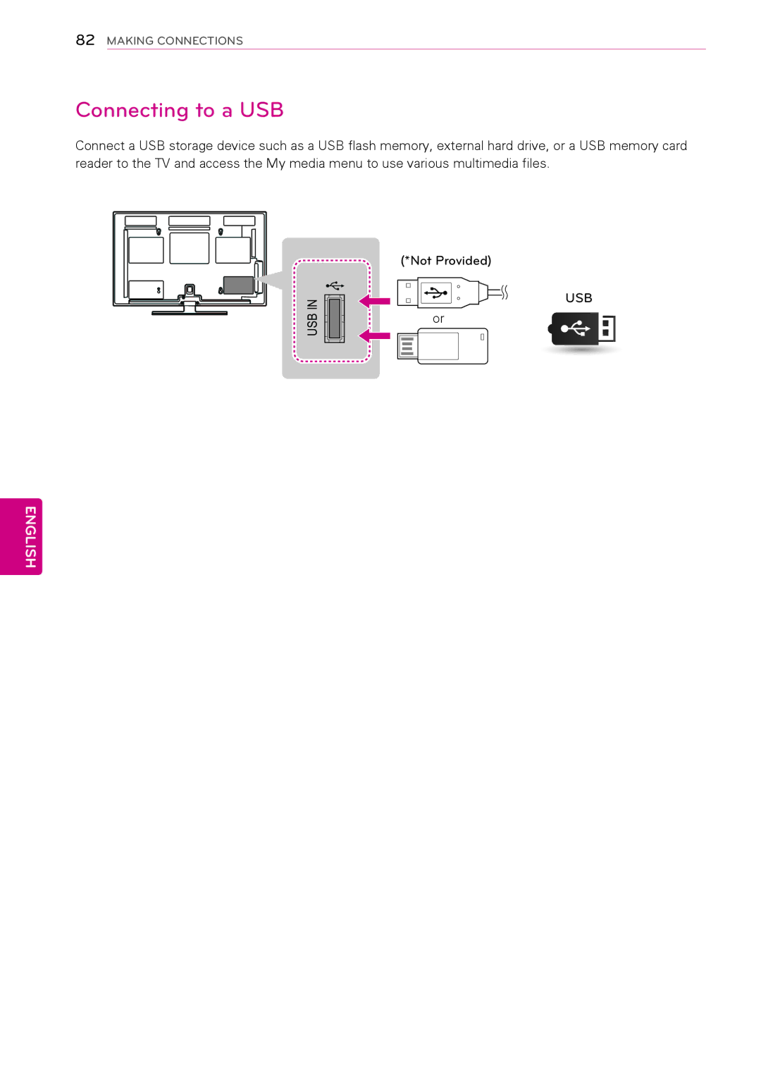 LG Electronics 42PA4900, 60PA6500, 60PA5500, 60PA550C, 50PA450C, 42PA450C, 42PA4500, 50PA550C, 50PA5500 Connecting to a USB 