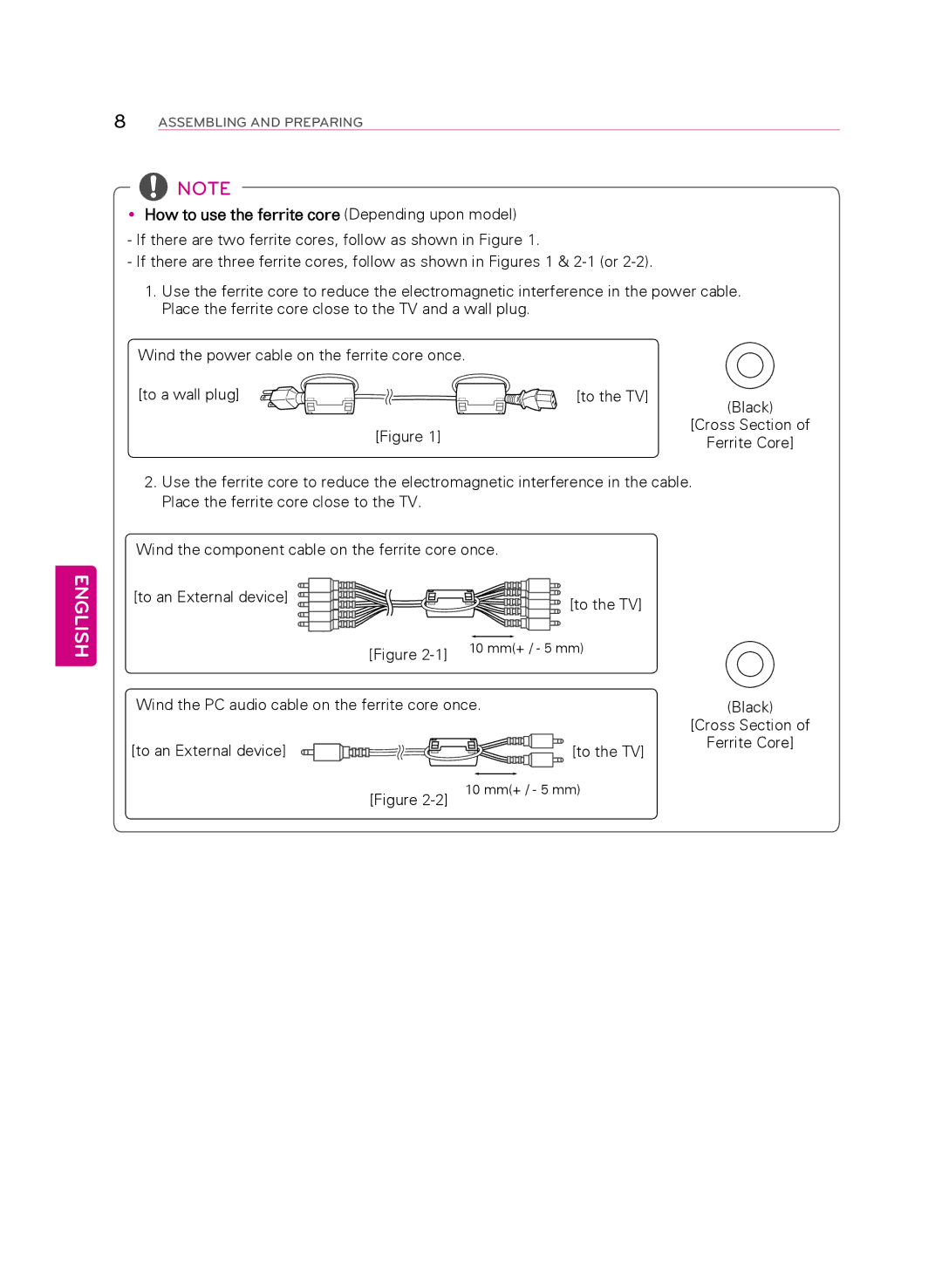 LG Electronics 60PB5600 owner manual YyHow to use the ferrite core Depending upon model, To an External device To the TV 