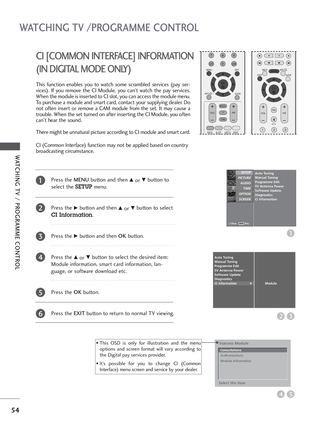 LG Electronics 32LC4, 60PC4, 42LC5, 37LC4, 37LC5, 32LC5, 26LB7, 26LC5 CI Information, Press the G button and then OK button 