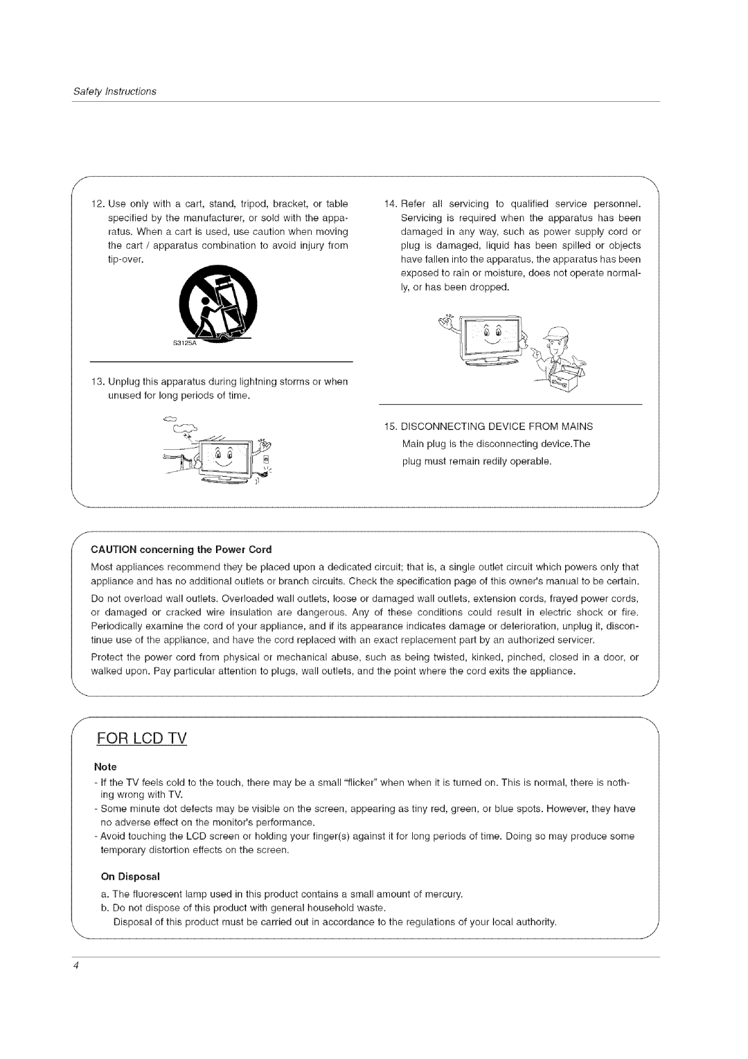 LG Electronics 60PCLD owner manual For LCD TV 